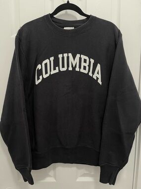 Columbia University Vintage Navy Blue Varsity Sweatshirt by Champion, Unisex M